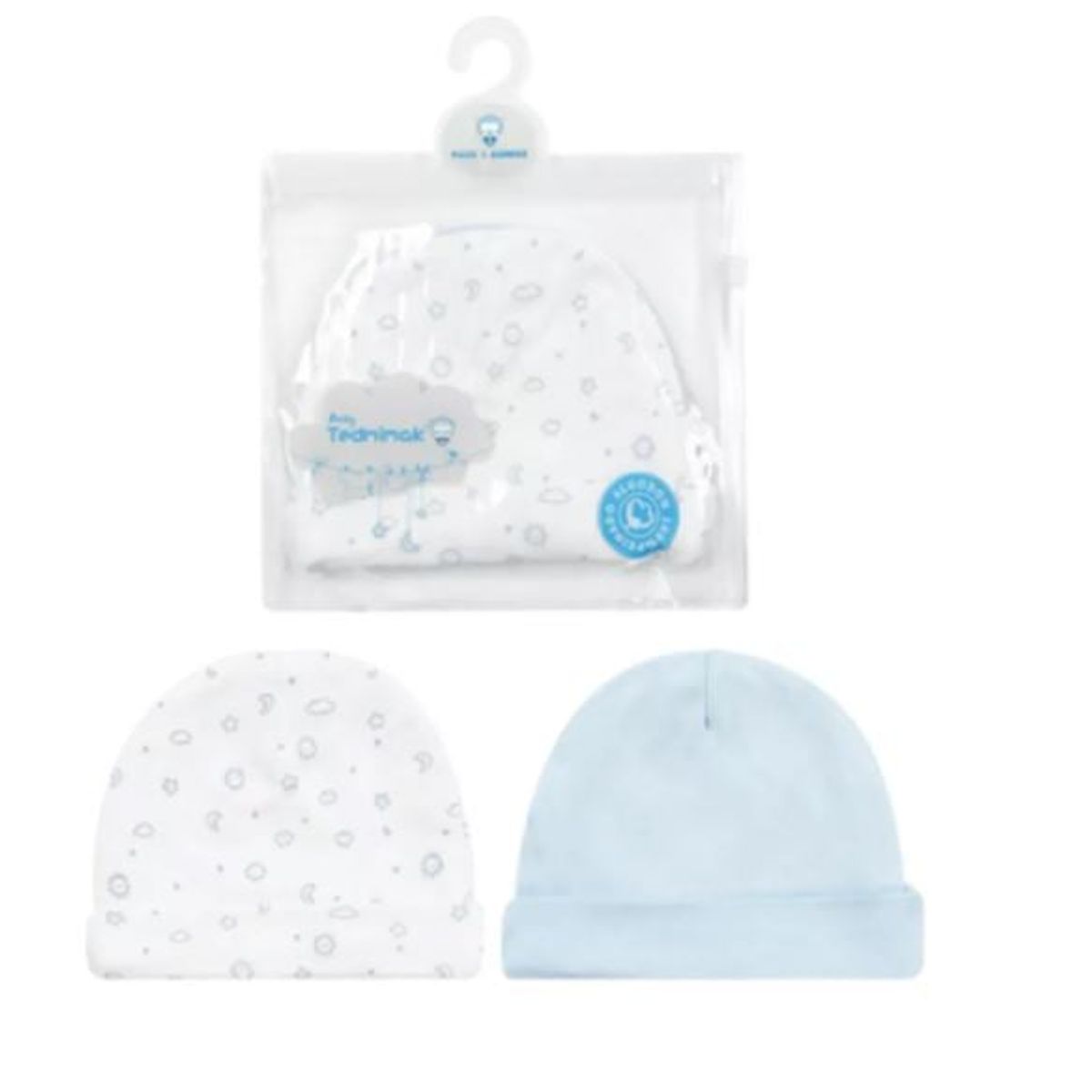 TEDMIMAK - GORROS DE ALGODON SET 2 UNIDADES NIÑO  0 A 3  Y 3 A 6 MESES