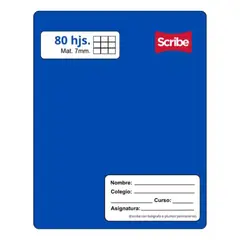 GENERICO - Cuaderno College Scribe 7 mmx 80 Hojas Azul Premium