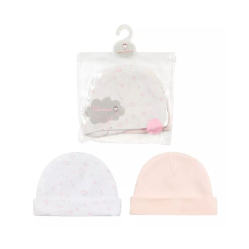 TEDMIMAK - GORROS DE ALGODON SET 2 UNIDADES NIÑA 0 A 3  Y 3 A 6 MESES