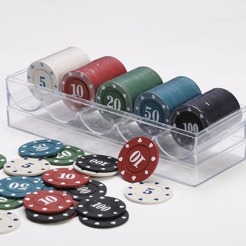 OEM - Juego de 100 Fichas de Póquer en 5 Colores 12045