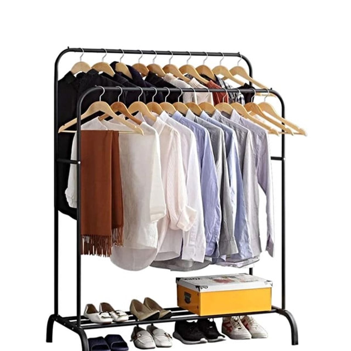 GENERICO - PERCHERO ORGANIZADOR DOBLE DE ROPA NEGRO