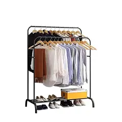 GENERICO - PERCHERO ORGANIZADOR DOBLE DE ROPA NEGRO