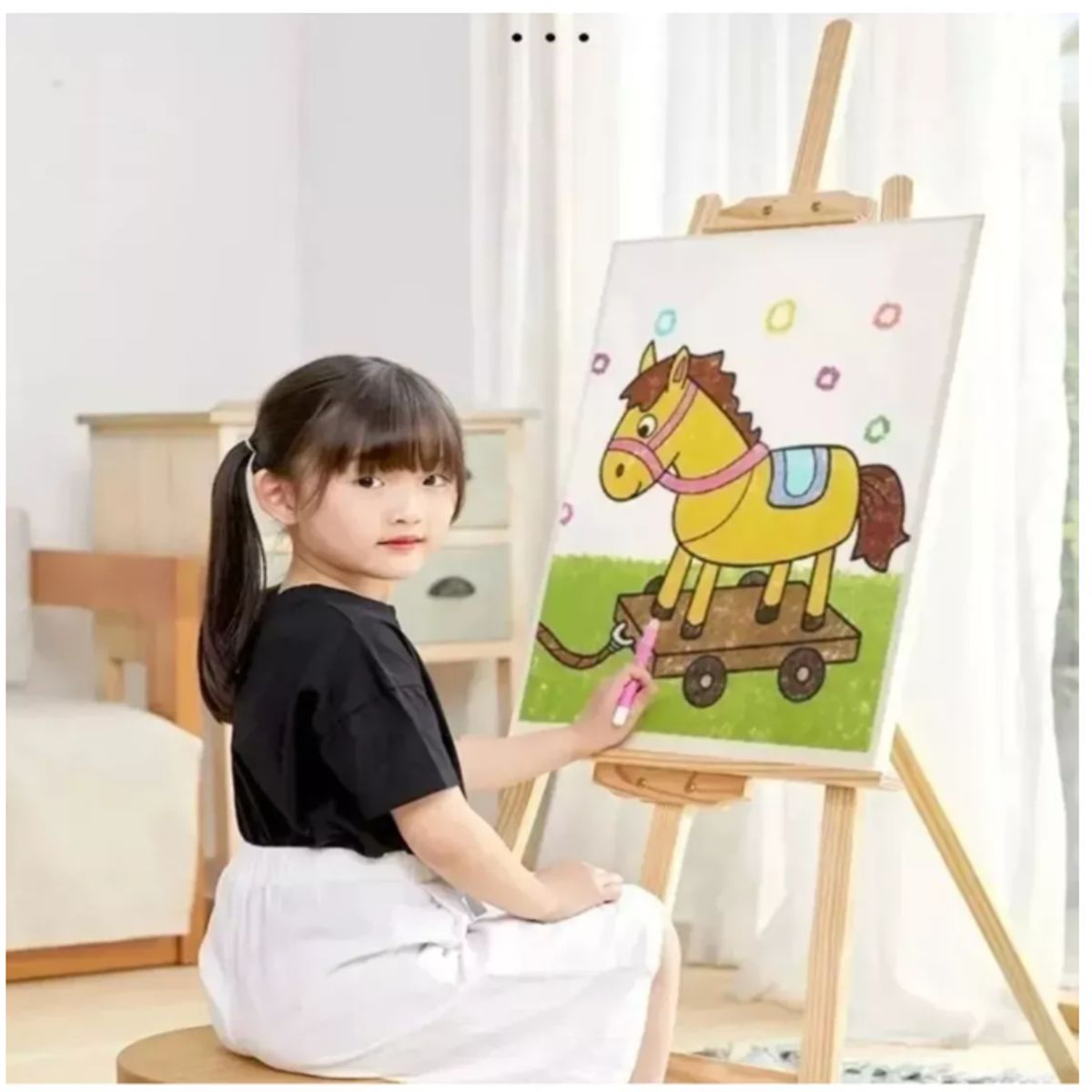 GENERICO - Atril Caballete Para Pintar De Madera Ajustable 90cm