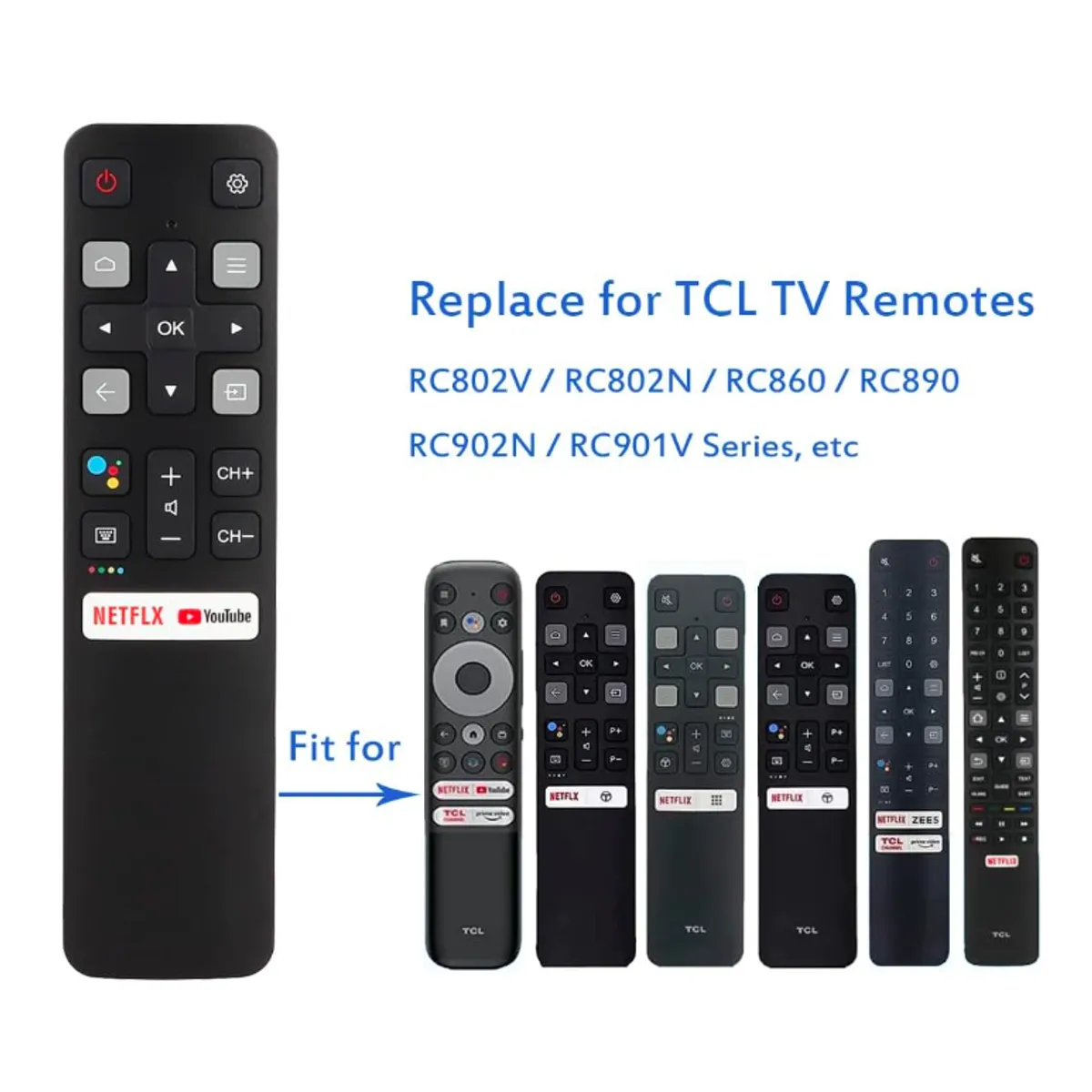 GENERICO - Contro Remoto Compatible TCL Smart Tv Android Y 4K