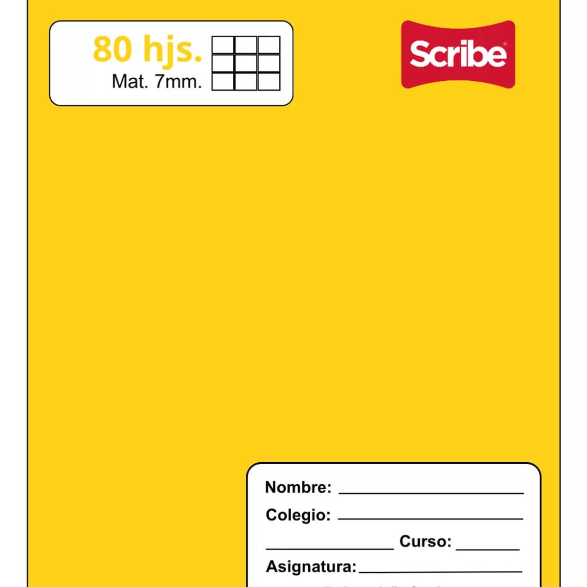 GENERICO - Cuaderno College Scribe 7 mmx 80 Hojas Amarillo Premium