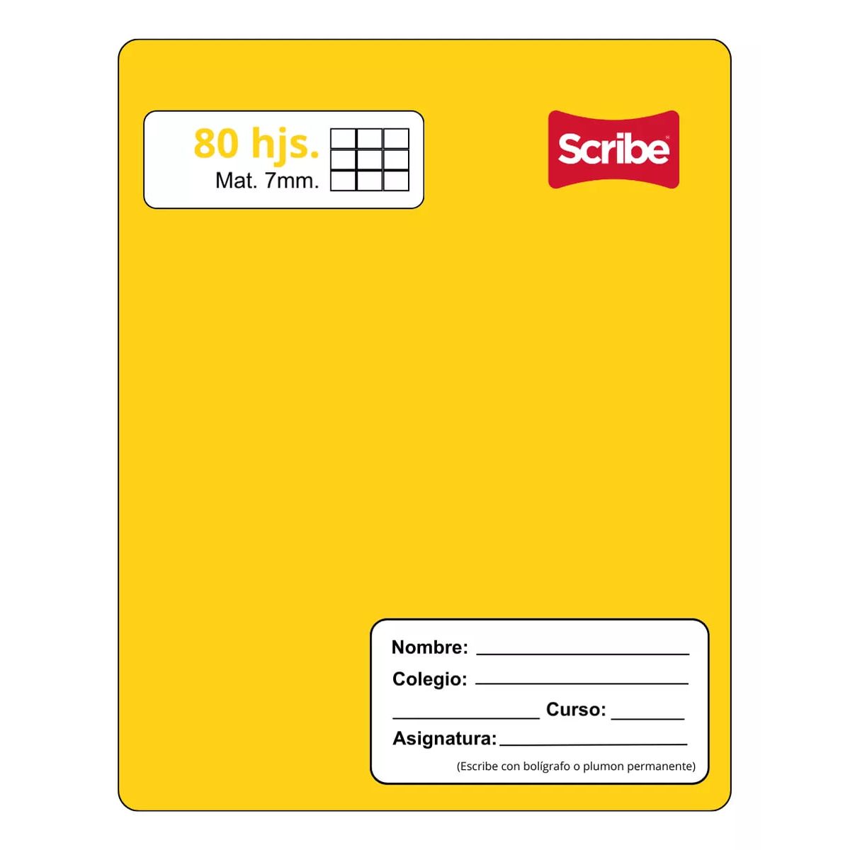 GENERICO - Cuaderno College Scribe 7 mmx 80 Hojas Amarillo Premium