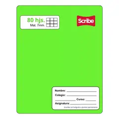 GENERICO - Cuaderno College Scribe 7 mmx 80 Hojas Verde Lima Premium