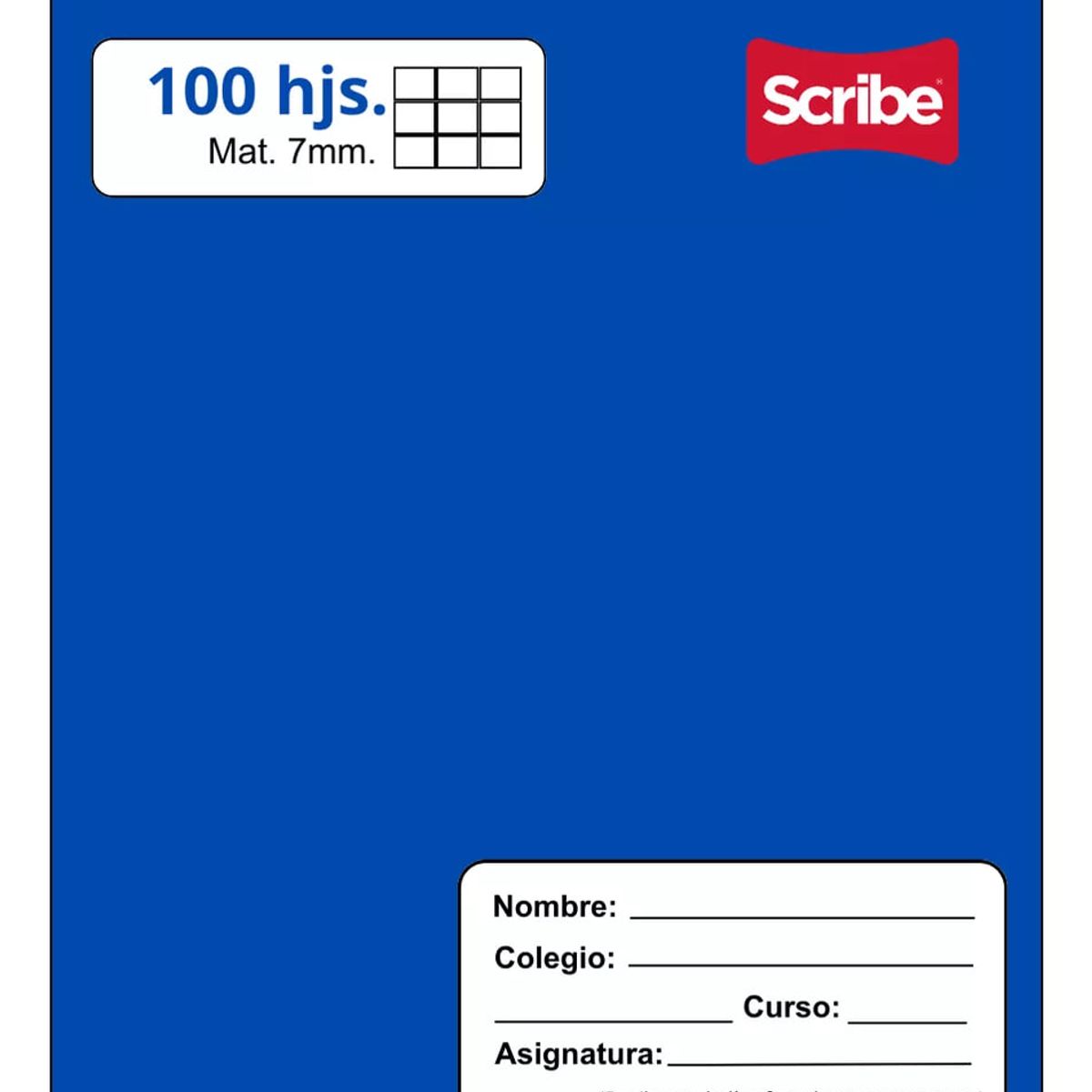 GENERICO - Cuaderno Scribe College 7 mm X 100 Hojas Azul