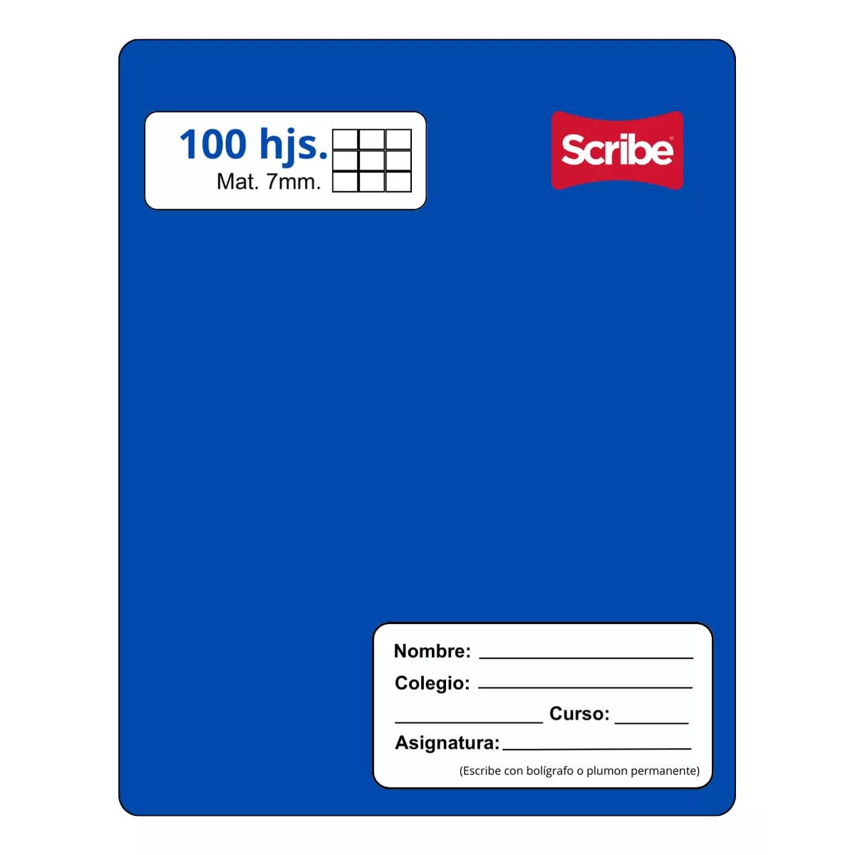GENERICO - Cuaderno Scribe College 7 mm X 100 Hojas Azul
