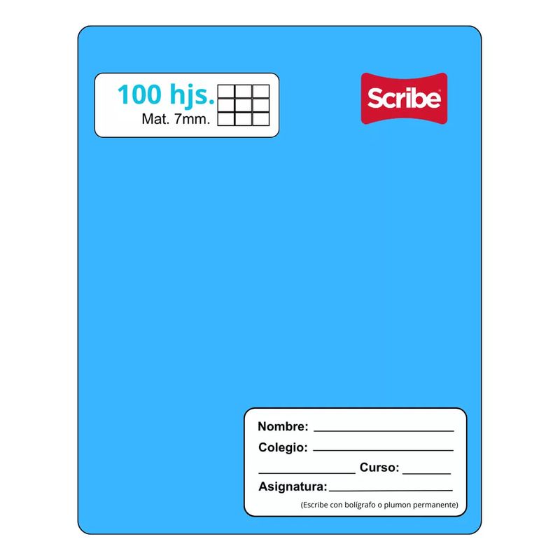 GENERICO - Cuaderno Scribe College 7 mm X 100 Hojas Celeste