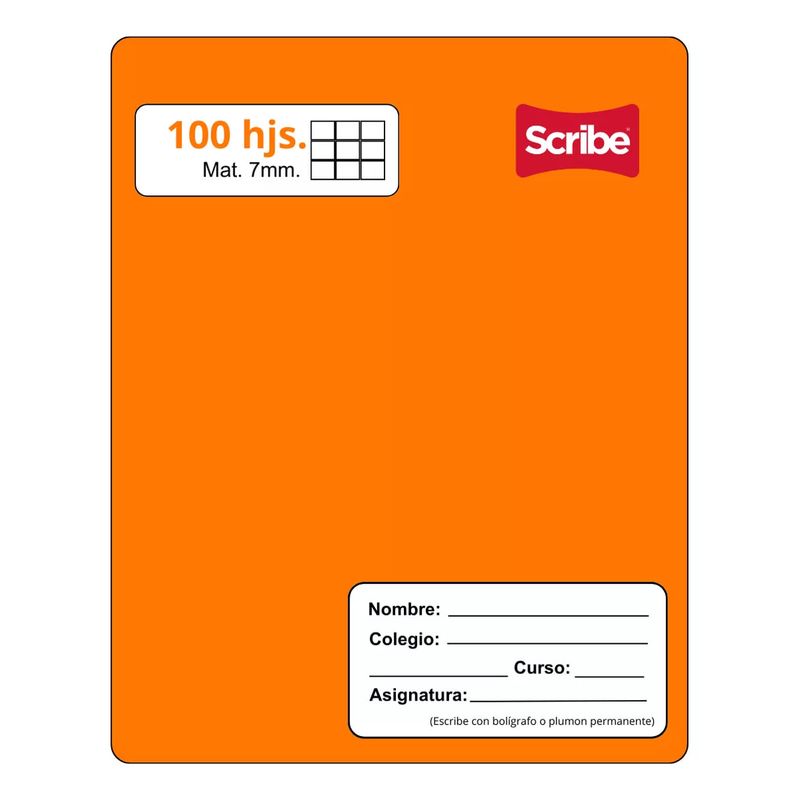 GENERICO - Cuaderno Scribe College 7 mm X 100 Hojas Naranja