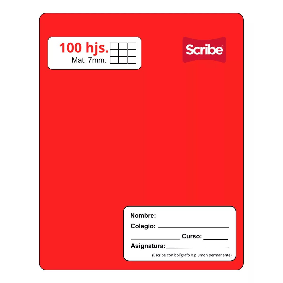 GENERICO - Cuaderno Scribe College 7 mm X 100 Hojas Rojo