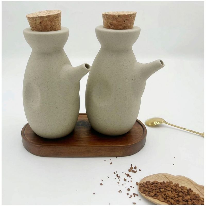 GENERICO - Juego 02 Dispensadores Aceite-vinagre Multipropósito 500 Ml - Ceramica