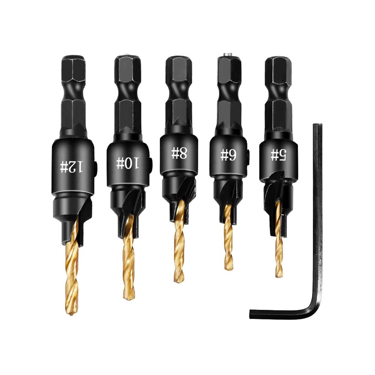 GENERICO - Kit 5 Brocas Avellanadores Madera Carpintería