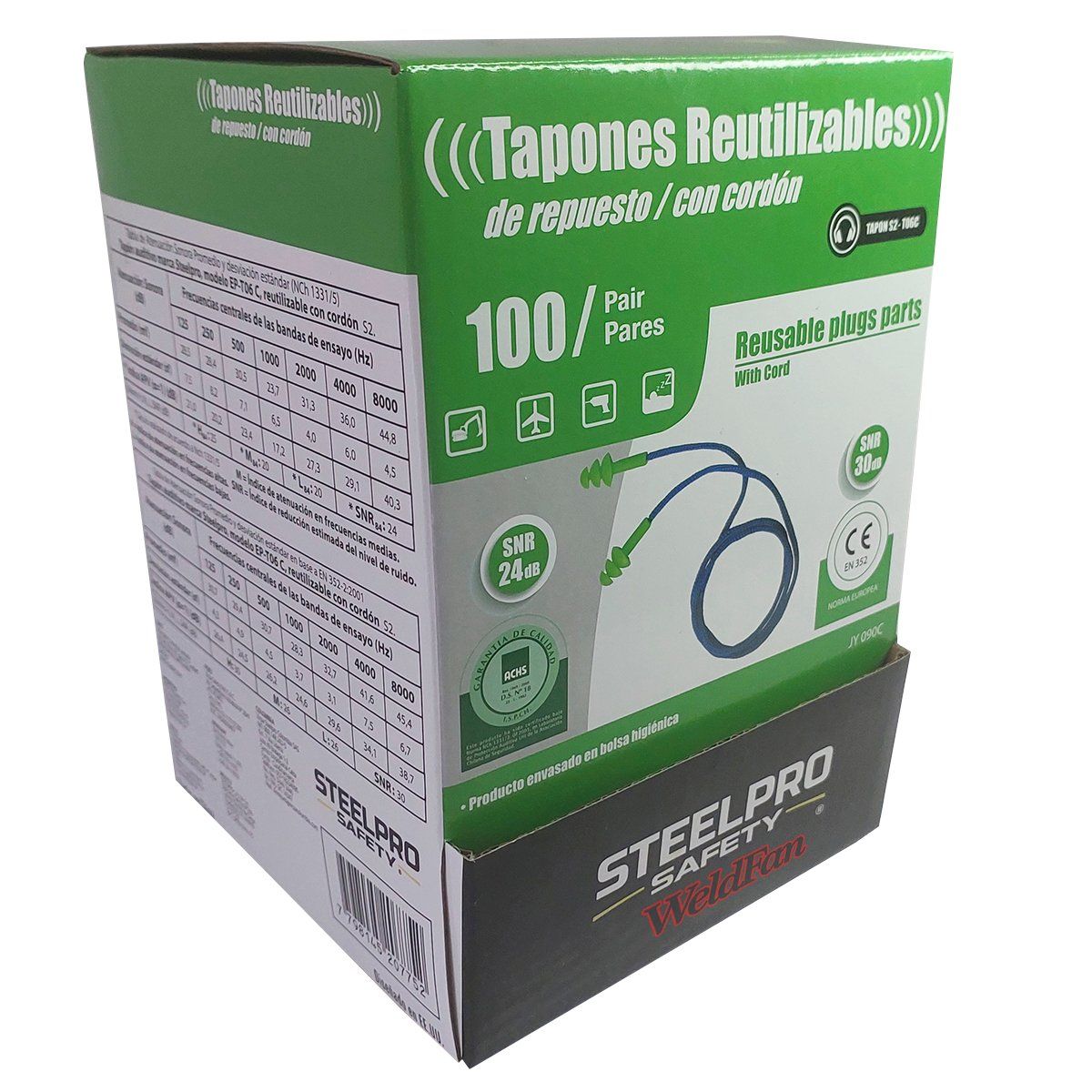 STEELPRO - Protector Auditivo / Tapones Auditivo Reutilizable X 100 Und