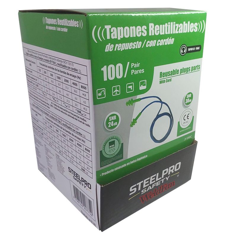 STEELPRO - Protector Auditivo / Tapones Auditivo Reutilizable X 100 Und