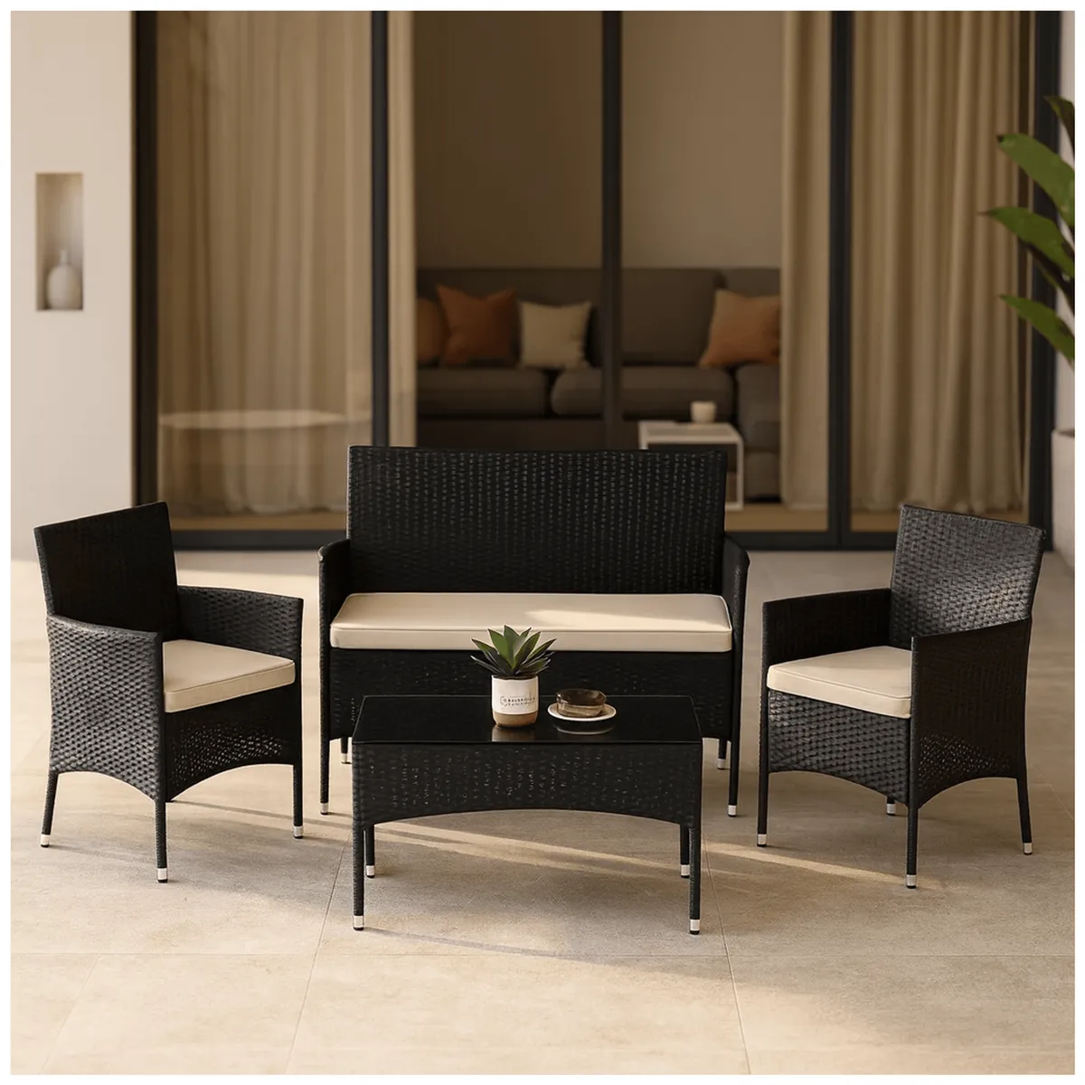 HOMER OUTDOOR - Juego De Living De Terraza 4 Piezas Para Exterior Homer Outdoor