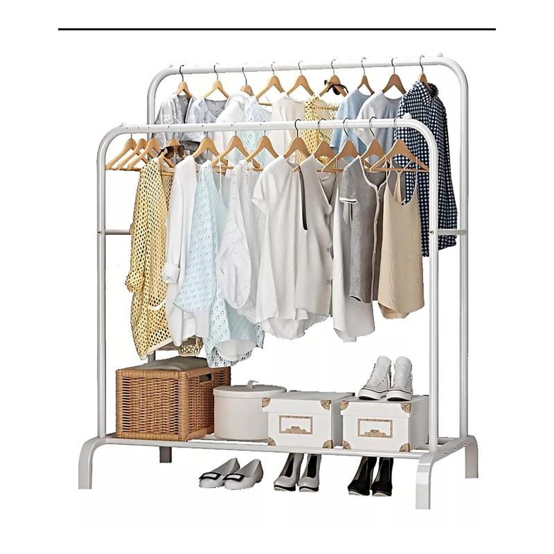 GENERICO - PERCHERO ORGANIZADOR DOBLE DE ROPA BLANCO