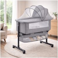 Cuna Colecho Con Mudador Y Accesorios Gris