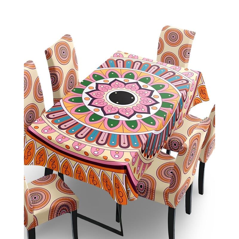 GENERICO - Juego Mantel De Comedor más 6 fundas de silla 140x 220 cmM3