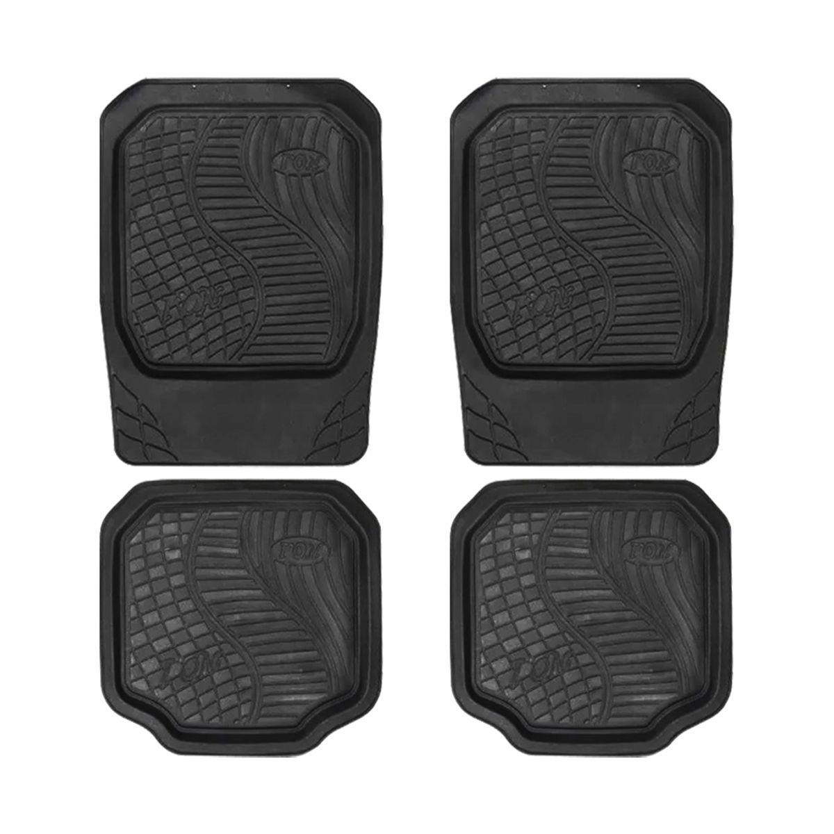 GENERICO - Alfombra Cubre Piso Goma Auto Universal Set 4 Pzs