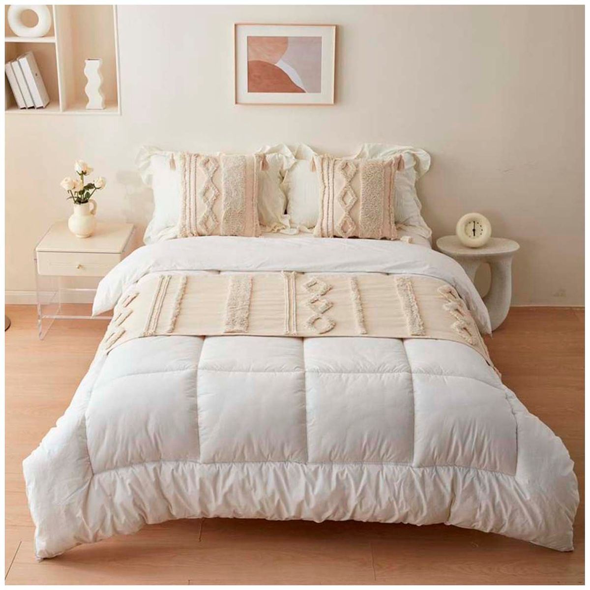 GENERICO - Set Piecera Boho 60 X 210 +2 fundas Beige