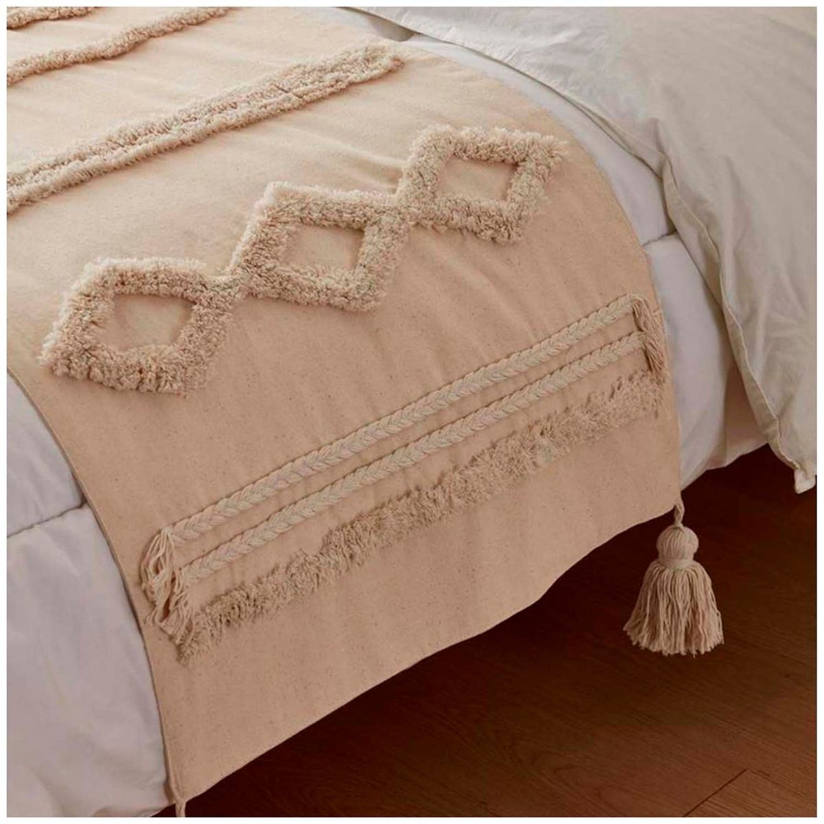 GENERICO - Set Piecera Boho 60 X 210 +2 fundas Beige