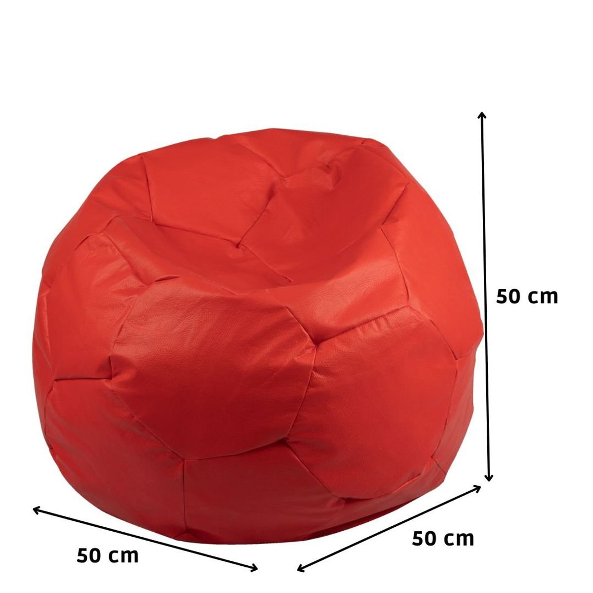 GENERICO - Pouf Pera Infantil Futbol Rojo Eco Cuero 50x50x50 cm Máxima Design