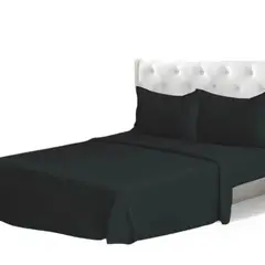GENERICO - Set De Sabanas Termicas Polar Mas 1 Funda 1.5 Plaza Color Negro
