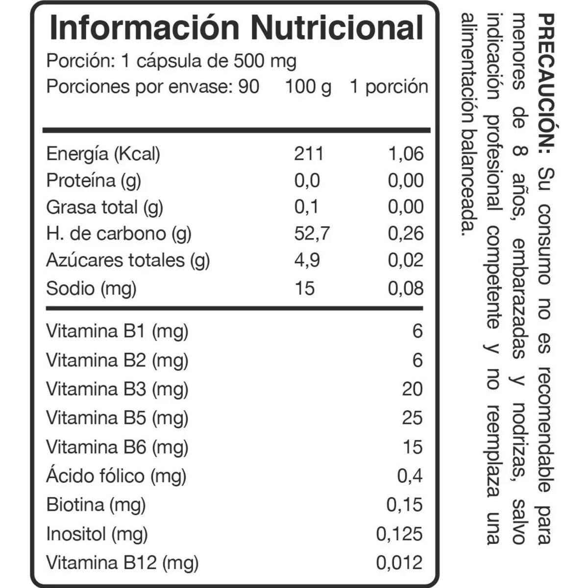 ZEO SPORT - Vitaminas Complejo B1 B2 B3 B5 B6 B7 Biotina B9 Ac Folico B12 Zeo 2x90 Caps