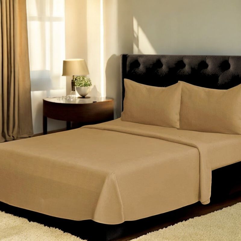 GENERICO - Set De Sabanas Termicas Polar Mas Funda 2 Plazas Beige