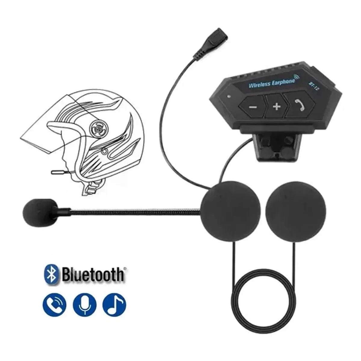 GENERICO - Audífono Casco Moto Auriculares Bluetooth Llamada Mp3