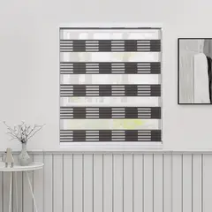 ANGELES DEL HOGAR - CORTINA ROLLER DUO DOBLE COLOR CAFE CON BLANCO 160X200