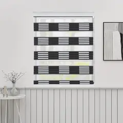 ANGELES DEL HOGAR - CORTINA ROLLER DUO DOBLE COLOR NEGRO CON BLANCO 140X200