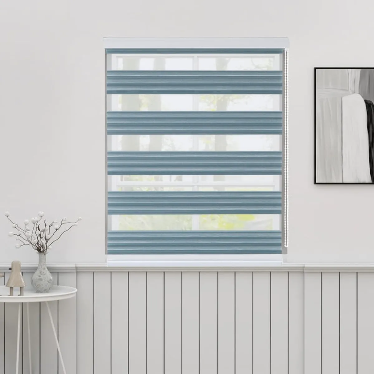 ANGELES DEL HOGAR - CORTINA ROLLER DUO DOBLE COLOR  TURQUESA 100X200