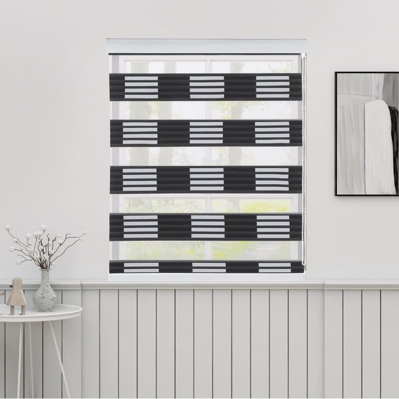 ANGELES DEL HOGAR - CORTINA ROLLER DUO DOBLE COLOR NEGRO CON BLANCO 180X200