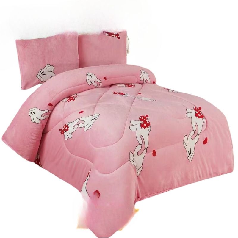 GENERICO - Cobertor Plush Con Chiporro 1.5 Plaza Infantil Rosa Manos + Funda