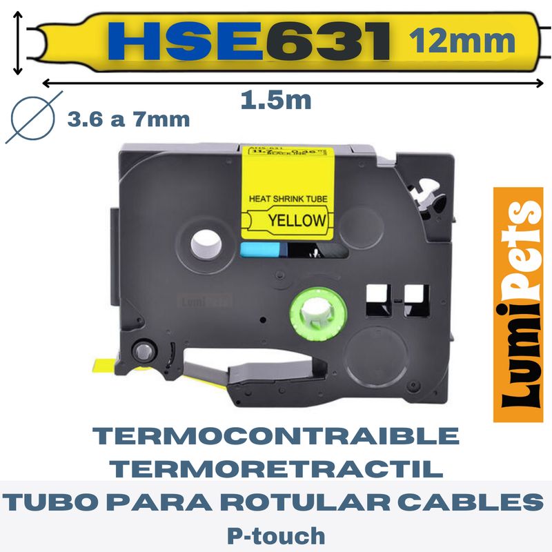 GENERICO - Cinta Termocontraible HSe-631 Alternativa Brother - 11.7 mm - Amarilla