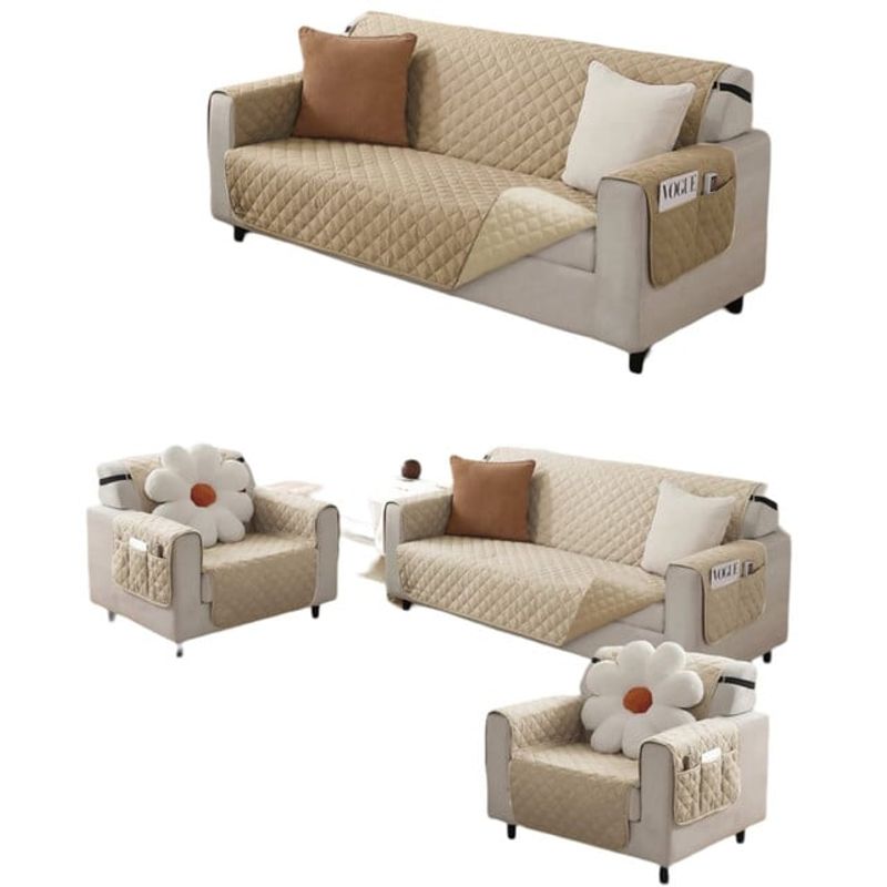 GENERICO - JUEGO DE 2 FUNDA SOFÁ SILLÓN 3 CUERPOS SOBREPONER BICOLOR B04