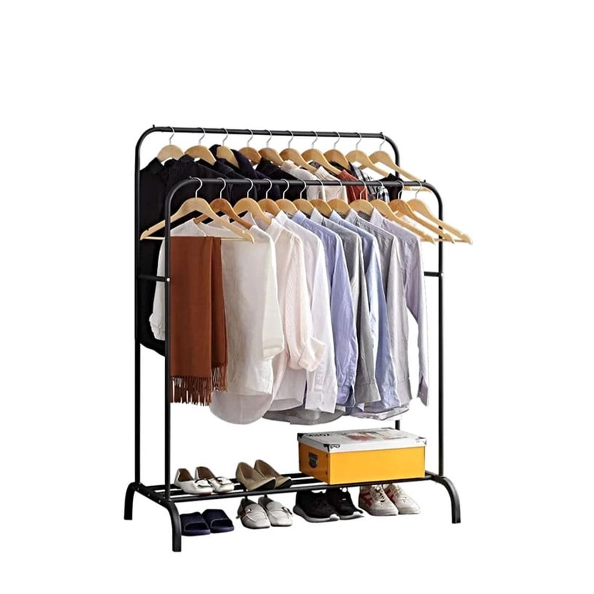 GENERICO - PERCHERO ORGANIZADOR DOBLE DE ROPA NEGRO