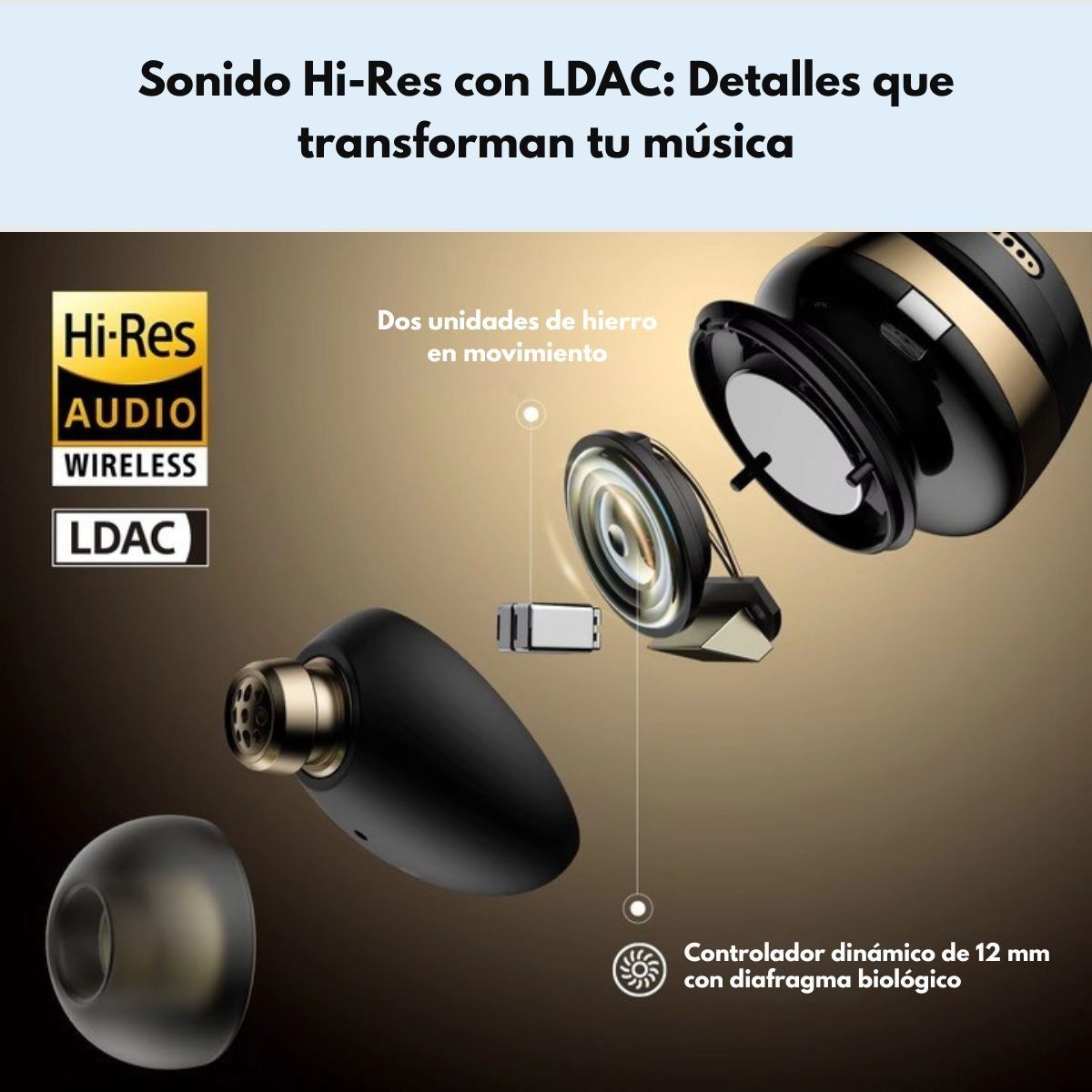SOUNDPEATS - Audífonos Hi-Res Bluetooth 5.3 ANC IPX SoundPeats Opera 05 Negro