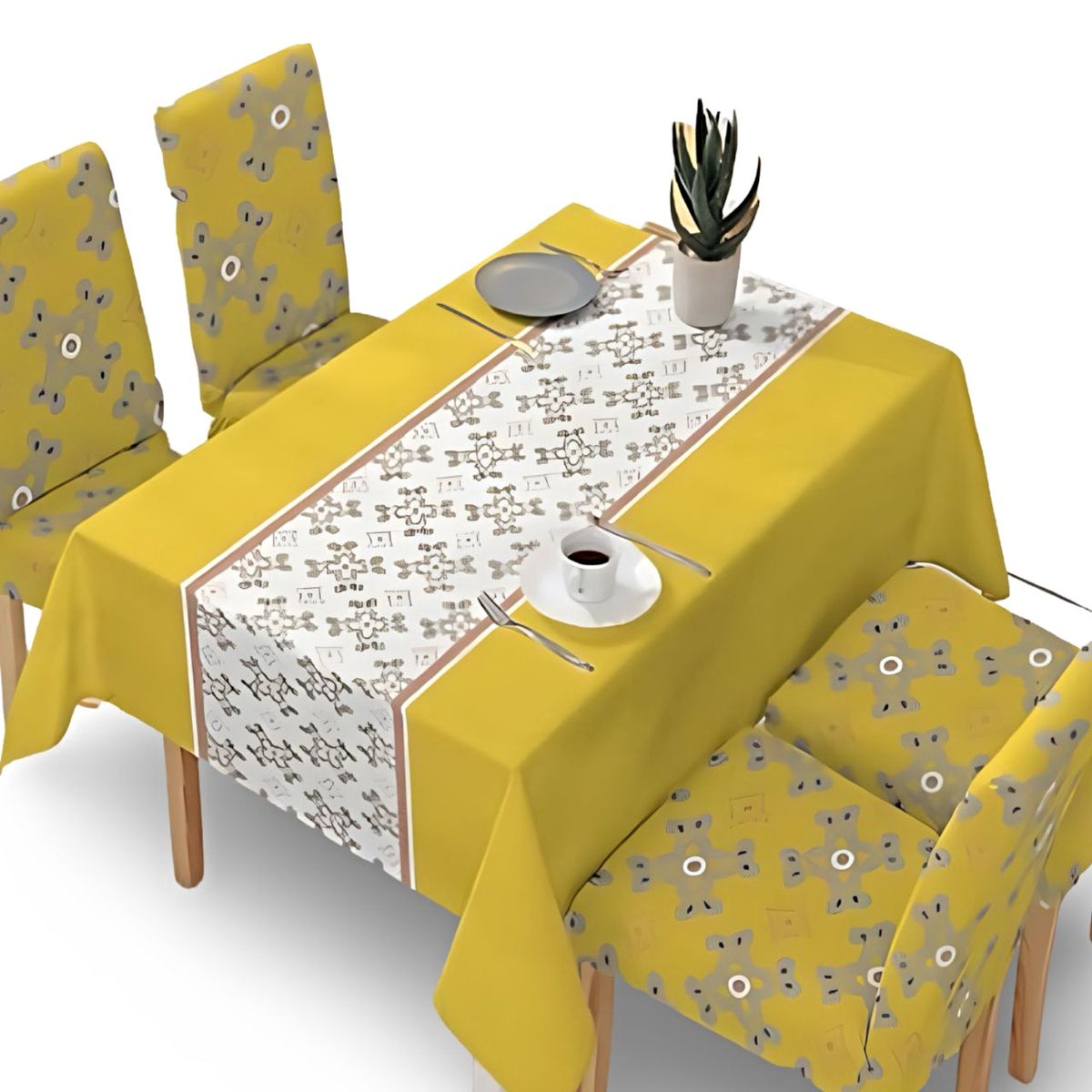 GENERICO - Juego Mantel De Comedor más 6 fundas de silla 140x 220 cmM2