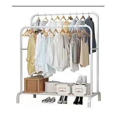 GENERICO - PERCHERO ORGANIZADOR DOBLE DE ROPA BLANCO