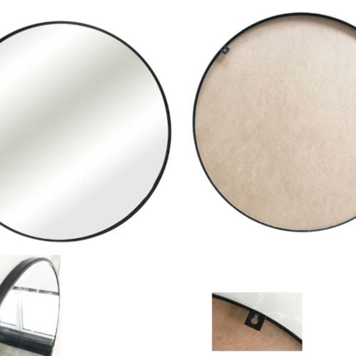 GENERICO - Espejo Plateado redondo metálico 60cm