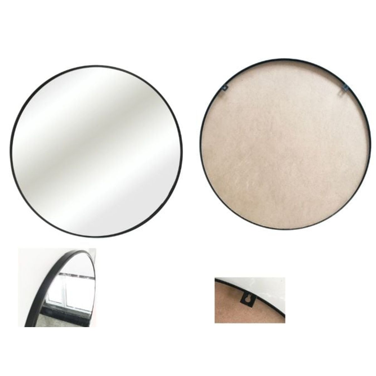 GENERICO - Espejo Plateado redondo metálico 60cm