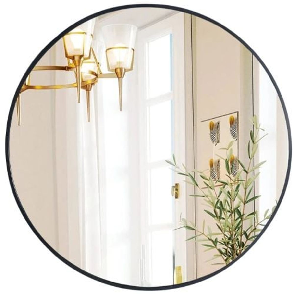 GENERICO - Espejo Negro redondo metálico 60cm…