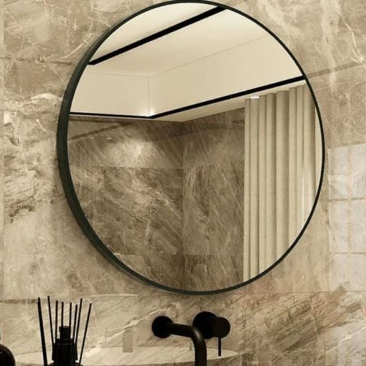 GENERICO - Espejo Negro redondo metálico 60cm…