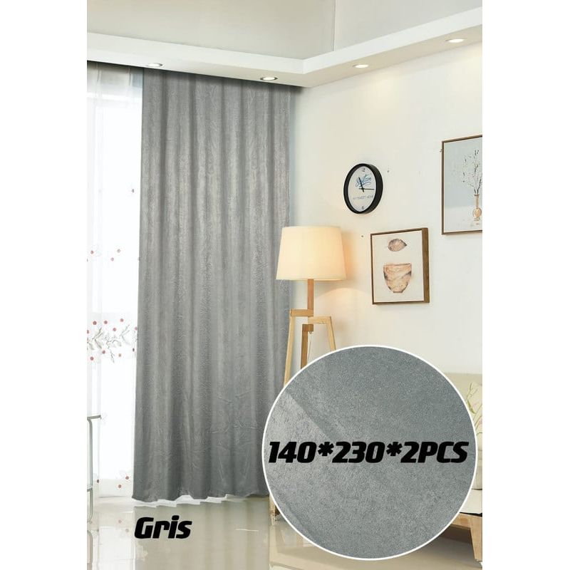 ANGELES DEL HOGAR - CORTINA ATERCIOPELADA 2 PAÑOS 140 CM X 230 CM GRIS