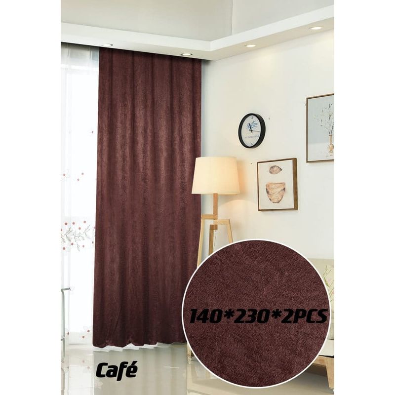 ANGELES DEL HOGAR - CORTINA ATERCIOPELADA 2 PAÑOS 140 CM X 230 CM CAFÉ