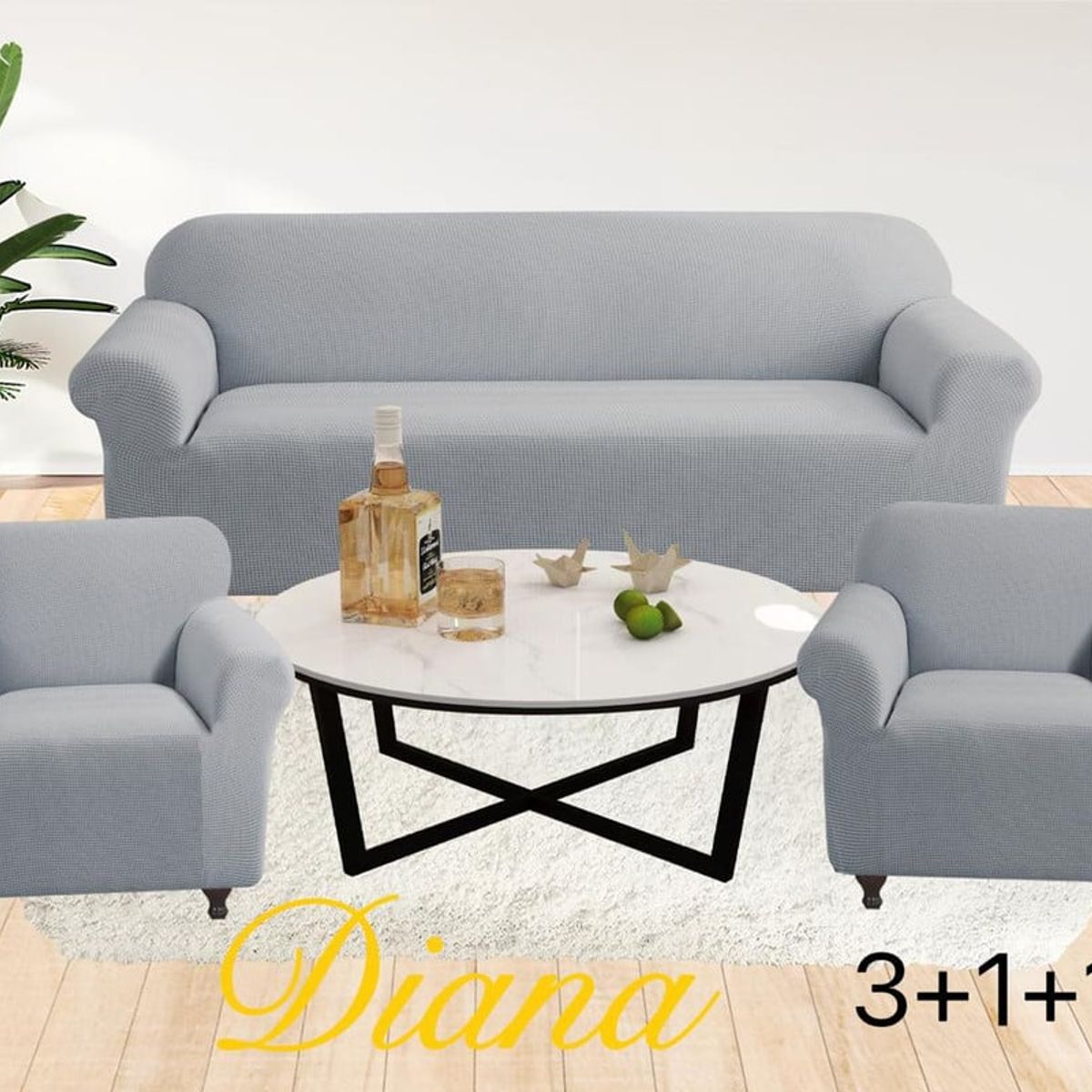 ANGELES DEL HOGAR - FUNDA FUTON ELEGANTE DIANA 3 +1+1  GRIS